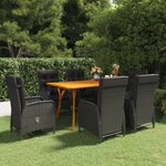 vidaXL Ensemble de salle à manger de jardin 7 Pièces Noir