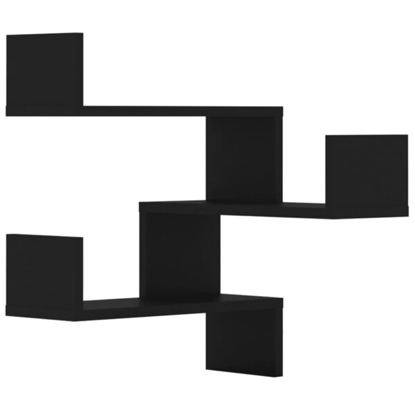 vidaXL Étagères d'angle murales 2 Pièces noir 40x40x50 cm bois ingénierie