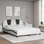 vidaXL Lit Viana avec matelas blanc et noir 160x200 cm similicuir