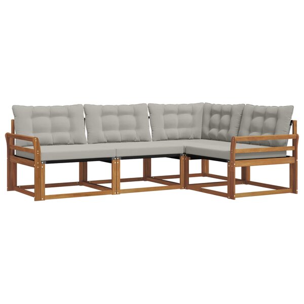 vidaXL Ensemble de canapés d'extérieur 4 pc Gris Naturel et Clair