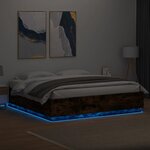 vidaXL Cadre de lit avec lumières LED chêne fumé 200x200 cm
