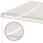 vidaXL Auvent manuel rétractable avec LED 500x300 cm Crème