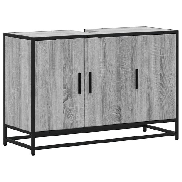 vidaXL Armoire de lavabo de salle de bain sonoma gris 90x33x60 cm
