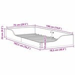 vidaXL Cadre de lit surélevé Marron 75 x 190 cm Bois massif en pin
