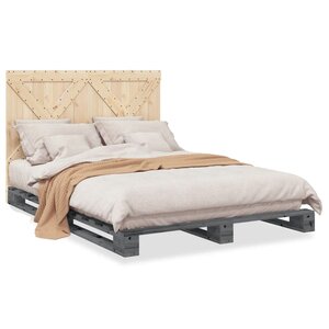 vidaXL Cadre de lit sans matelas gris 160x200 cm bois de pin massif