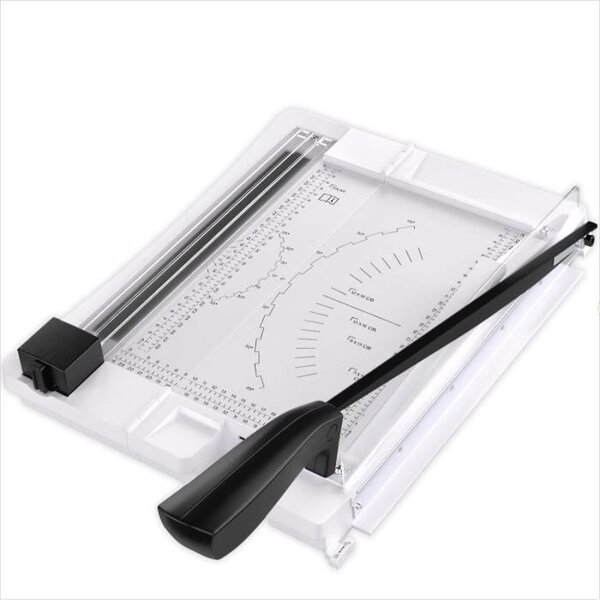 ACROPAQ Massicot Coupe-papier A4 10 pages à la fois- 3 têtes de coupe différents (droit  ondulé et perforé)- Sécurisé- Pliable- Règle marquée