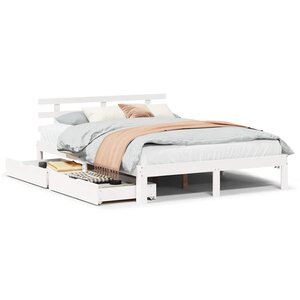 vidaXL Cadre de lit avec tiroirs sans matelas blanc 135x190 cm