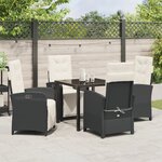 vidaXL Ensemble de salle à manger de jardin 5 pièces avec coussins en poly rotin noir