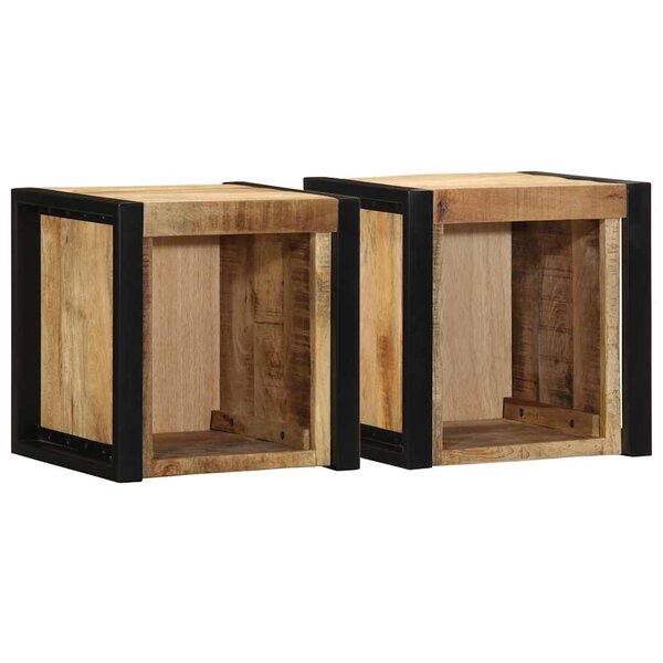 vidaXL Tables de chevet 2 Pièces 40x35x40 cm bois de manguier massif brut