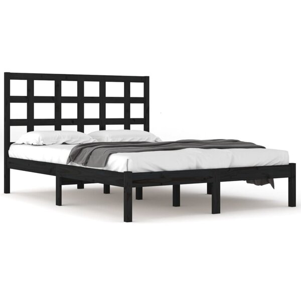 vidaXL Cadre de lit sans matelas noir 200x200 cm bois massif