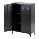 Casier de bureau armoire meuble de rangement pour bureau atelier chambre acier de bureau métallique à 2 portes 110 x 75 x 33 cm noir mat 03_0006335