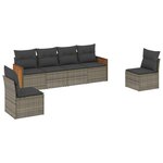 vidaXL Salon de jardin 6 Pièces avec coussins gris résine tressée