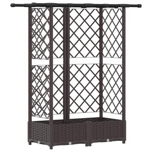 vidaXL Lit Élevé avec Treillis et Toit Marron 124 x 40 x 121 cm PP