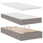 vidaXL Lit de rangement LED avec matelas Taupe 90 x 200 cm Tissu