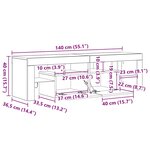 vidaXL Meuble TV avec lumières LED Sonoma gris 140x36 5x40 cm