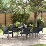 vidaXL Ensemble de salle à manger de jardin 7 pièces avec coussins en polyrotin noir