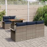 vidaXL Ensemble de canapé de jardin 6 Pièces gris et bleu marine