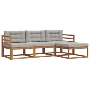 vidaXL Ensemble de canapés d'extérieur 4 pc Gris Naturel et Clair