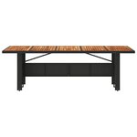 vidaXL Table de jardin et dessus en bois d'acacia noir résine tressée