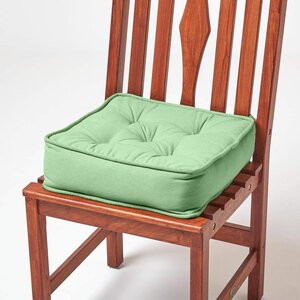 Galette de chaise coussin rehausseur en coton Vert foncé  40 x 40 x 10 cm - HOMESCAPES