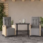 vidaXL Ensemble à manger de jardin et coussins 3 Pièces mélange beige