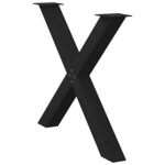 vidaXL Pieds de table à manger en forme de X  2 pièces  noir  90 x (72-73) cm  acier