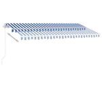 vidaXL Auvent manuel rétractable avec LED 450x350 cm Bleu et blanc