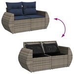 vidaXL Salon de jardin avec coussins 9 Pièces gris résine tressée acacia