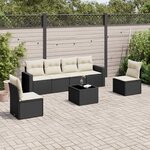 vidaXL Salon de jardin 7 Pièces avec coussins noir résine tressée