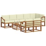 vidaXL Ensemble de canapés d'extérieur 9 pc Naturel et Crème