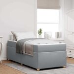 vidaXL Cadre de lit avec matelas Gris clair 90 x 190 cm tissu