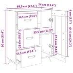 vidaXL Buffet noir 69 5x34x90 cm bois d'ingénierie