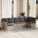 Ensemble de Canapés de Jardin 7 Pièces avec Coussins Gris en Poly Rotin