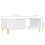 vidaXL Table basse blanc brillant 90x60x35 cm bois d'ingénierie