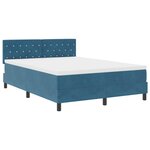 Lit Box Spring vidaXL avec Matelas & LED Bleu Foncé 140x200 cm Velours