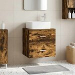 vidaXL Vanité de lavabo mural Chêne fumé 49 5 x 41 x 63 cm