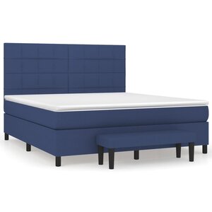 vidaXL Sommier à lattes de lit avec matelas Bleu 180x200 cm Tissu