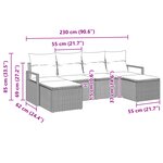 Ensemble de Canapé de Jardin vidaXL 6 Pièces avec Coussins Gris en Poly Rattan
