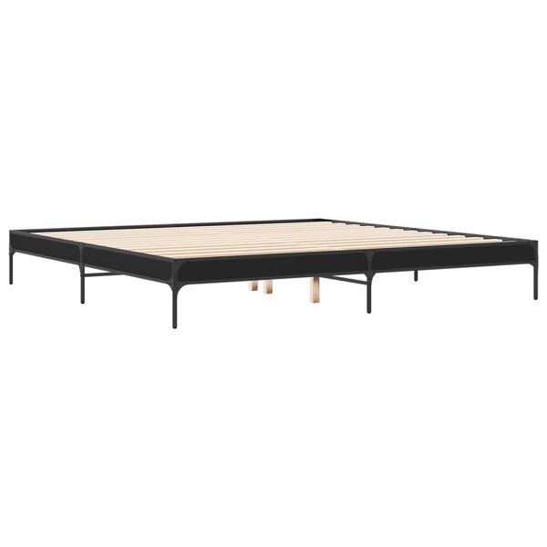 vidaXL Cadre de lit noir 200x200 cm bois d'ingénierie et métal