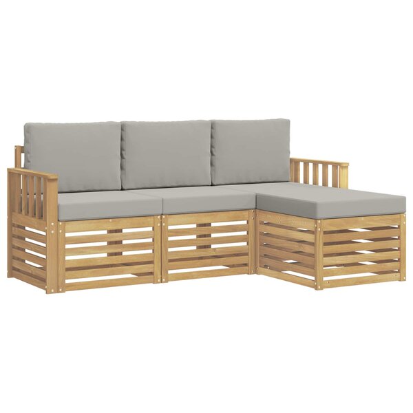 vidaXL Ensemble de canapés d'extérieur 4 pc Blanc et gris clair
