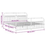 vidaXL Cadre de lit métal sans matelas et pied de lit blanc 193x203 cm