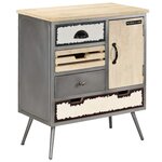 vidaXL Buffet Bois de manguier massif et acier 65x33x76 cm