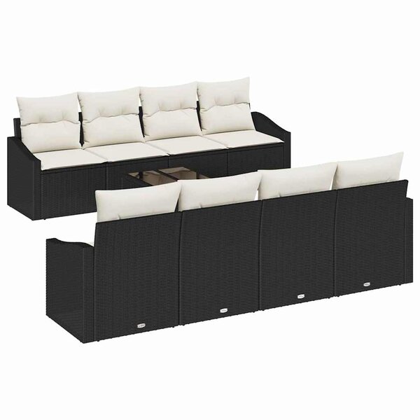 vidaXL Ensemble de Canapés avec coussin 7 Pièces Noir et Crème polyrotin