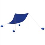 vidaXL Auvent de plage avec ancres de sable bleu 214x236 cm