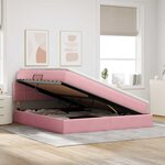 vidaXL Lit de rangement LED avec matelas Rose 180 x 200 cm Velours