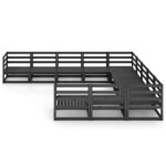 vidaXL Salon de jardin 11 Pièces bois de pin massif