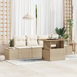 vidaXL Ensemble de Canapés de Jardin 5 pièces avec Coussins Beige en Poly Rotin
