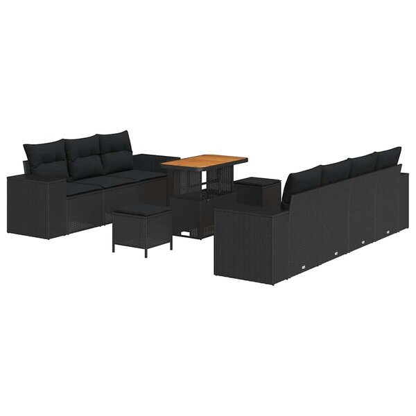 vidaXL Ensemble de canapé de jardin 10 Pièces Noir 90 x 55 x 71 cm