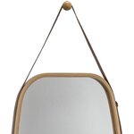 Miroir ovale bambou anse cuir