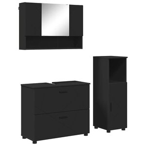 vidaXL Ensemble de mobilier de salle de bain avec tiroir 3 Pièces Noir